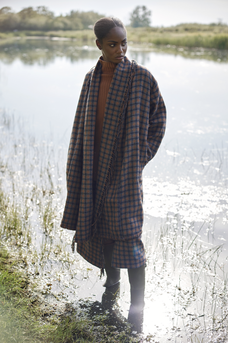 PLAID PONCHO STYLE COAT OAKLEY - COATS - SCAPA FASHION - SCAPA OFFICIAL