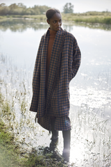 PLAID PONCHO STYLE COAT OAKLEY
