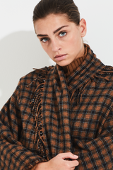 PLAID PONCHO STYLE COAT OAKLEY
