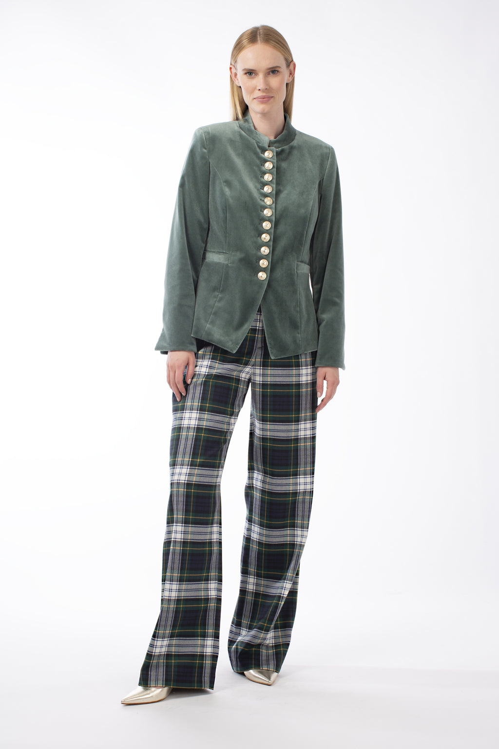 COTTON VELVET SINGLE-BREASTED JACKET HYLTON - JACKETS - SCAPA FASHION - SCAPA OFFICIAL