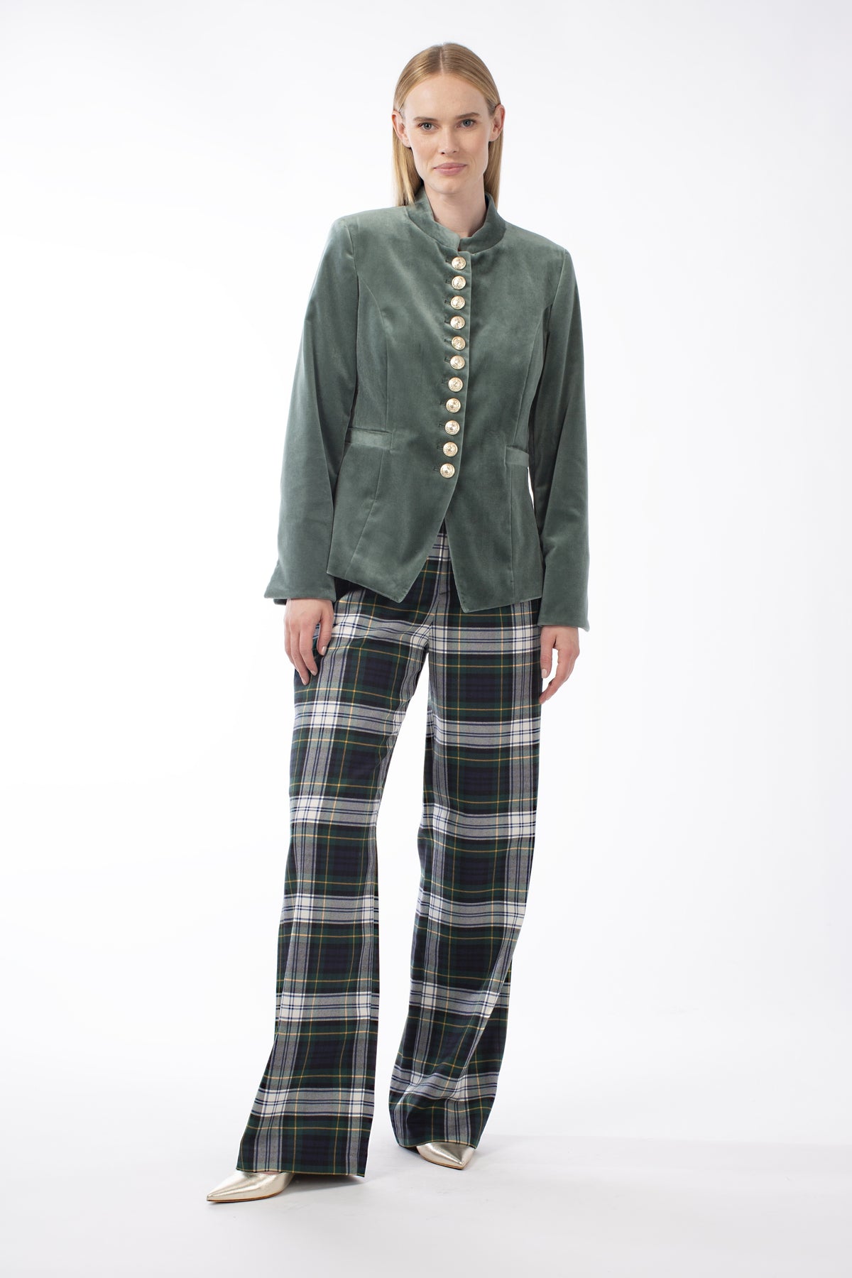 COTTON VELVET SINGLE-BREASTED JACKET HYLTON - JACKETS - SCAPA FASHION - SCAPA OFFICIAL