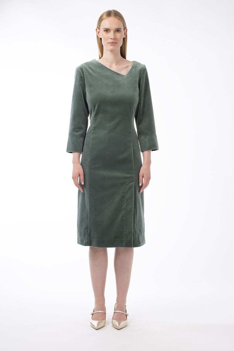 COTTON VELVET ASYMMETRICAL DRESS CLARA COTTON VELVET ASYMMETRICAL DRESS CLARA