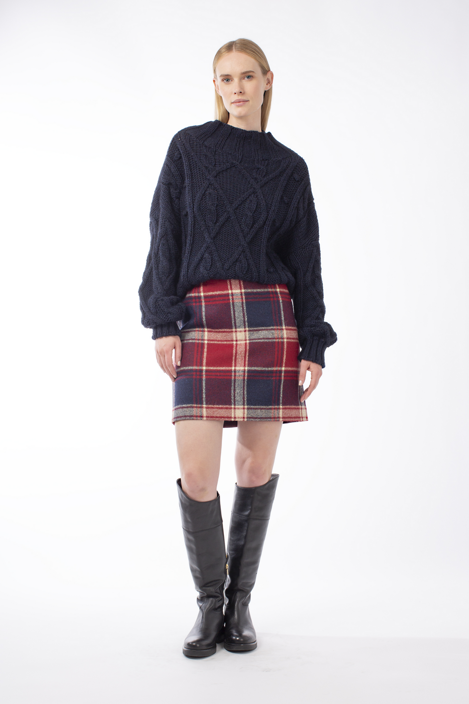 スカート VIRGIN WOOL SKIRT WITH CHECK Checked Skirt 70s Red Virgin Wool True Vintage Wool Skirt