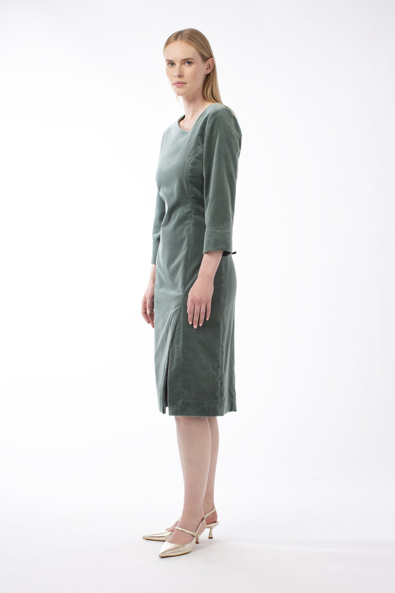 COTTON VELVET ASYMMETRICAL DRESS CLARA
