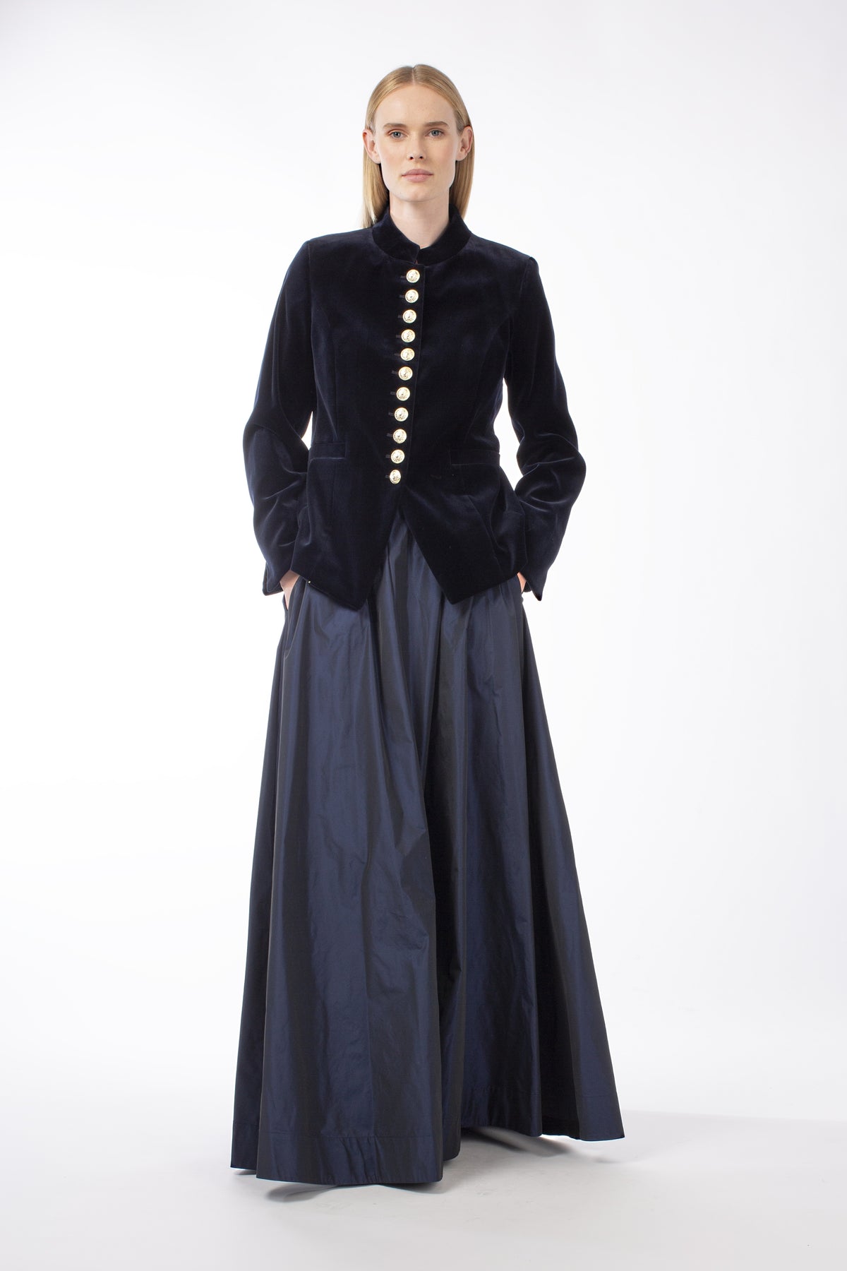 COTTON VELVET SINGLE-BREASTED JACKET HYLTON - JACKETS - SCAPA FASHION - SCAPA OFFICIAL