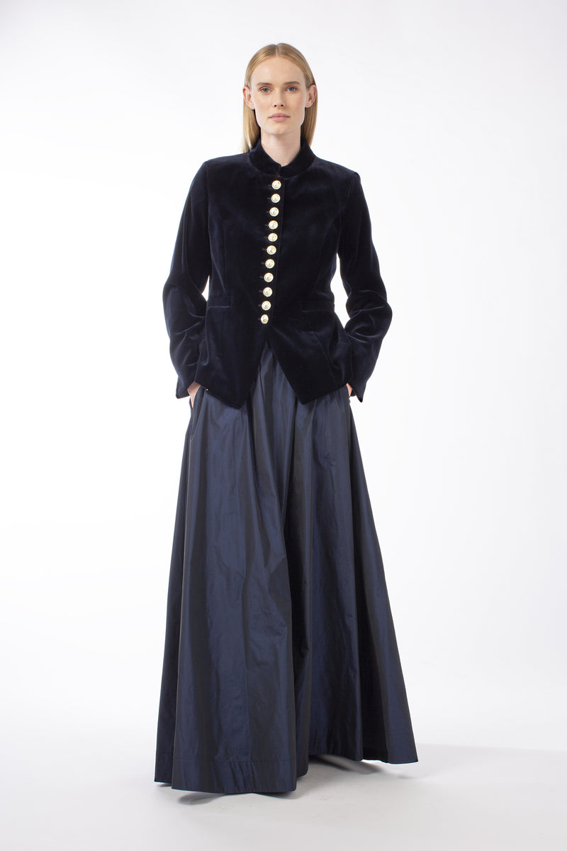 COTTON VELVET SINGLE-BREASTED JACKET HYLTON - JACKETS - SCAPA FASHION - SCAPA OFFICIAL