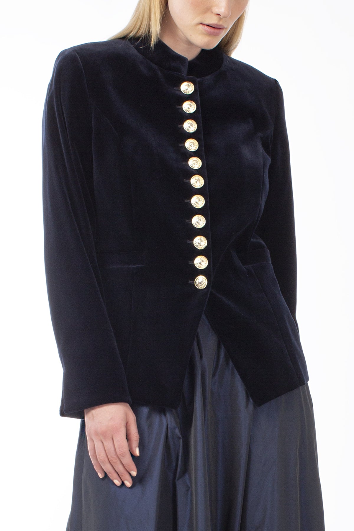 COTTON VELVET SINGLE-BREASTED JACKET HYLTON - JACKETS - SCAPA FASHION - SCAPA OFFICIAL
