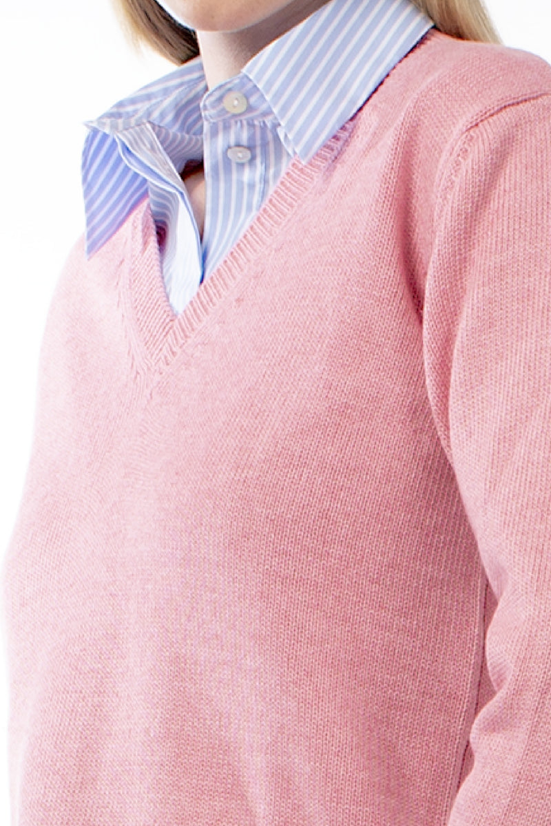 COTTON MIXED CASHMERE PULL BLUSH