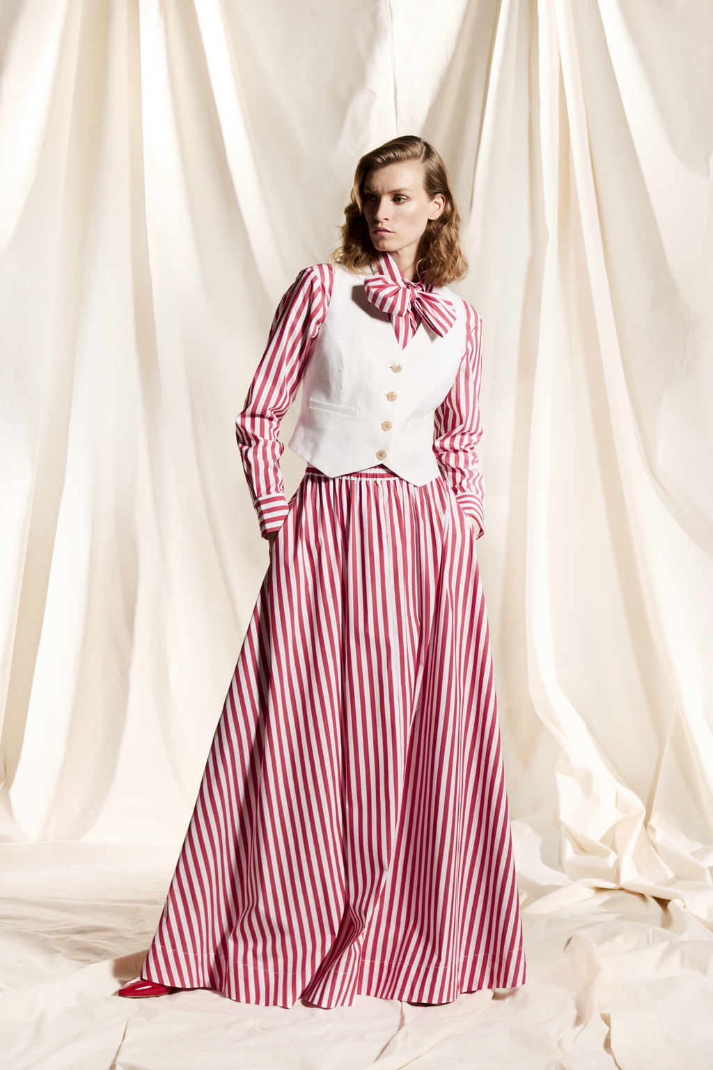 COTTON POPLIN STRIPED SKIRT ODINA - SKIRTS - SCAPA FASHION - SCAPA OFFICIAL
