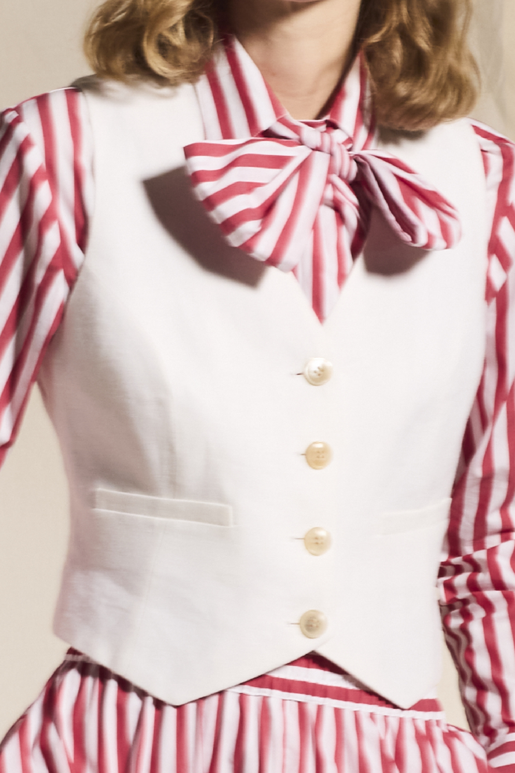 ITALIAN LINEN  CREAM WAISTCOAT JANE - GILETS - SCAPA FASHION - SCAPA OFFICIAL