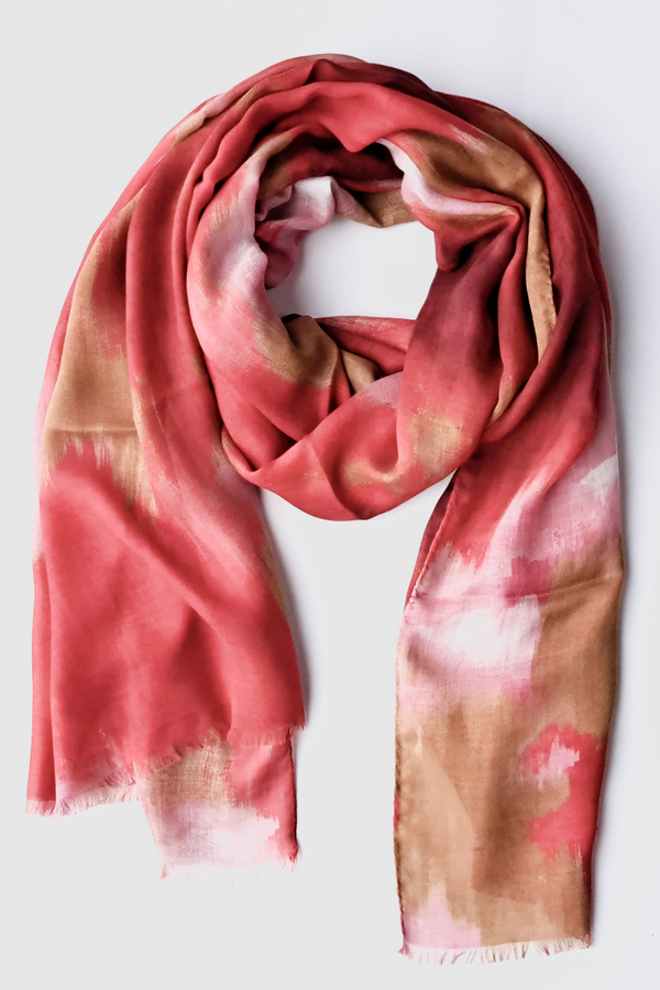CASHMERE SILK BLEND ABSTRACT PRINT SHAWL RHEA - ACCESSOIRES - SCAPA FASHION - SCAPA OFFICIAL