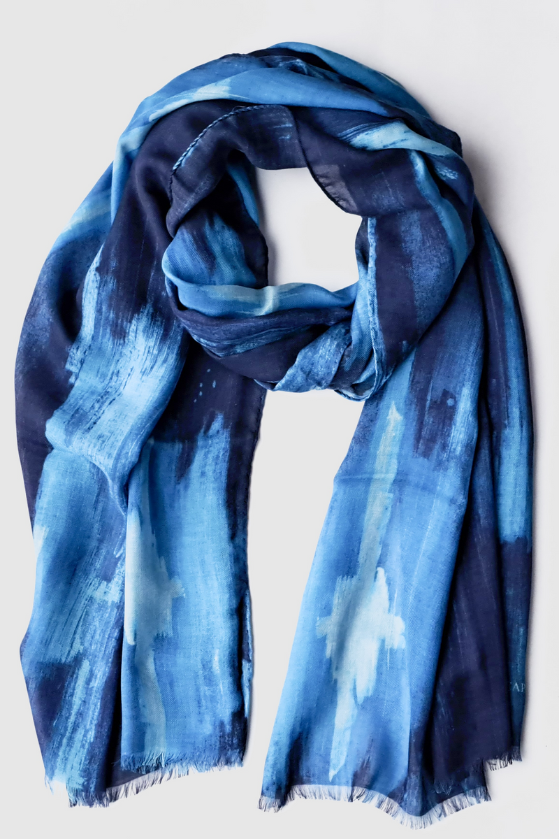 CASHMERE BLEND ABSTRACT PRINT SHAWL RIVER - ACCESSOIRES - SCAPA FASHION - SCAPA OFFICIAL