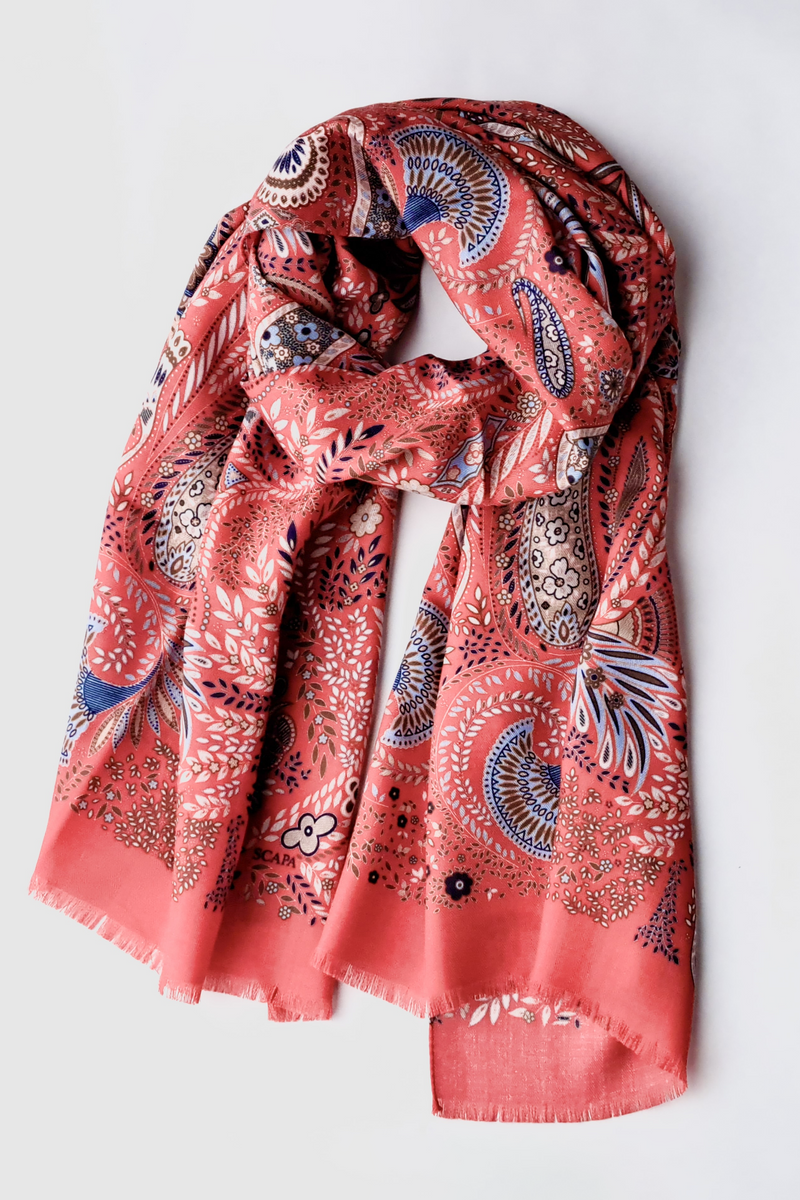 WOOL SILK BLEND PAISLEY PRINT SHAWL ROSALY - Accessoires - SCAPA FASHION - SCAPA OFFICIAL