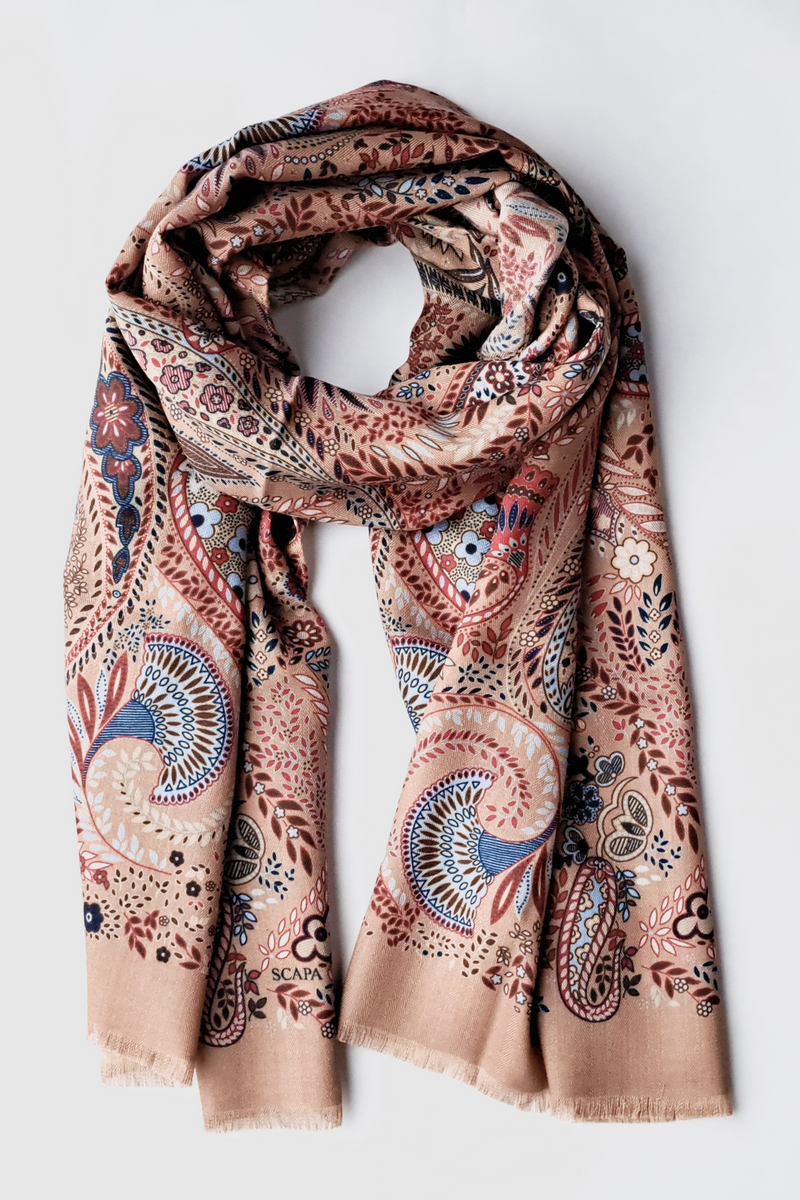 WOOL SILK BLEND PAISLEY PRINT SHAWL ROSALY - ACCESSOIRES - SCAPA FASHION - SCAPA OFFICIAL