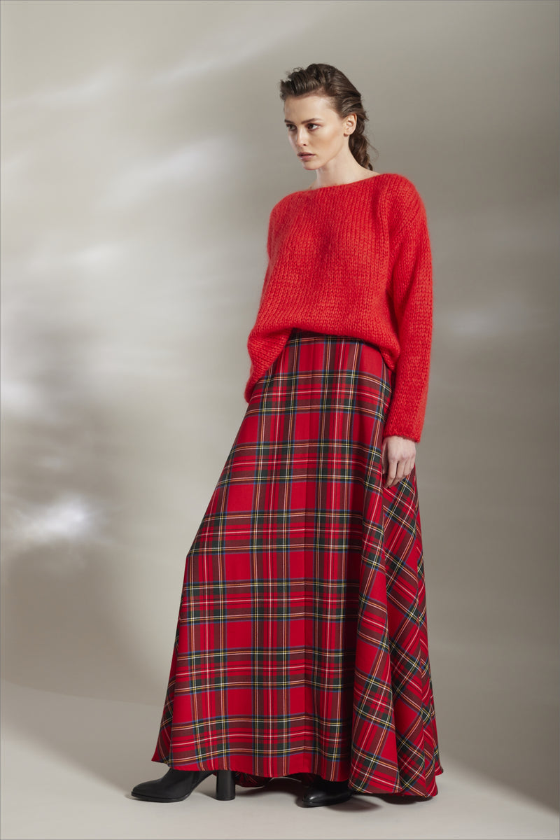 WOOL TARTAN MAXI SKIRT OSCAR - SKIRTS - SCAPA FASHION - SCAPA OFFICIAL