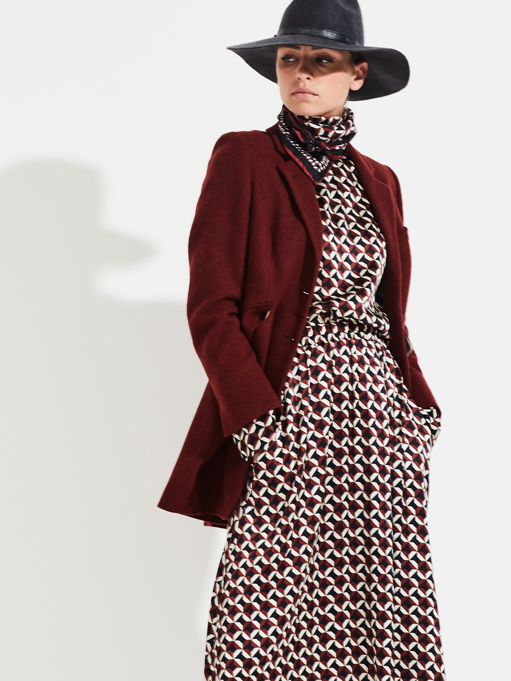 GEOMETRIC SILK SKIRT EMMA - SKIRTS - SCAPA FASHION - SCAPA OFFICIAL