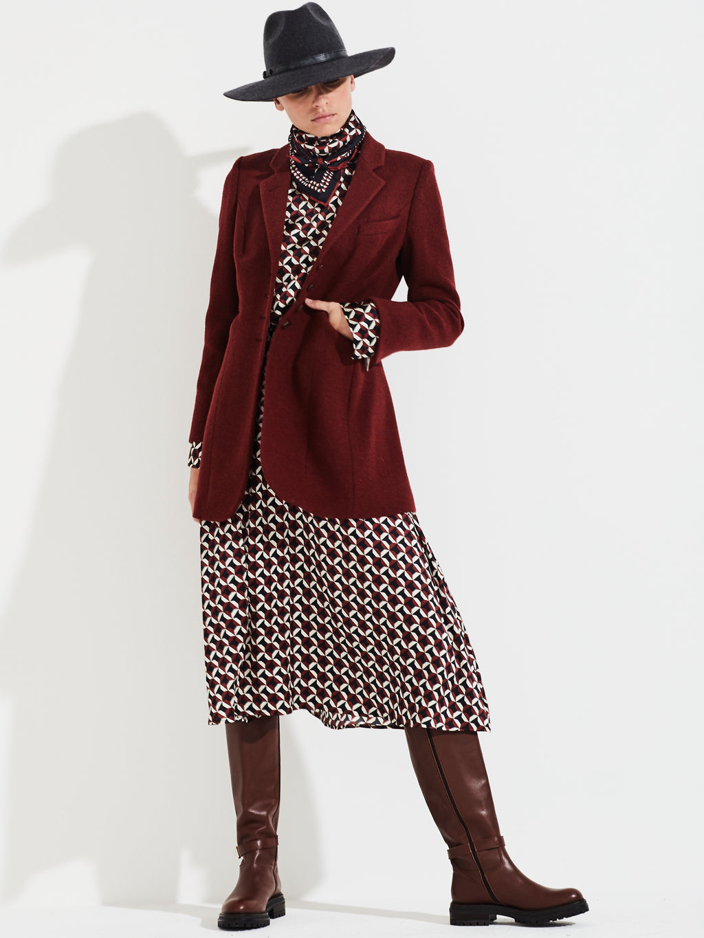 GEOMETRIC SILK SKIRT EMMA - SKIRTS - SCAPA FASHION - SCAPA OFFICIAL