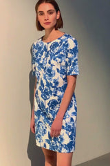 COTTON POPLIN FLORAL DRESS ACCHIMIA