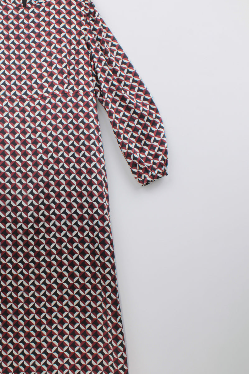 GEOMETRIC PRINT SILK DRESS GRACY - DRESSES - SCAPA FASHION - SCAPA OFFICIAL