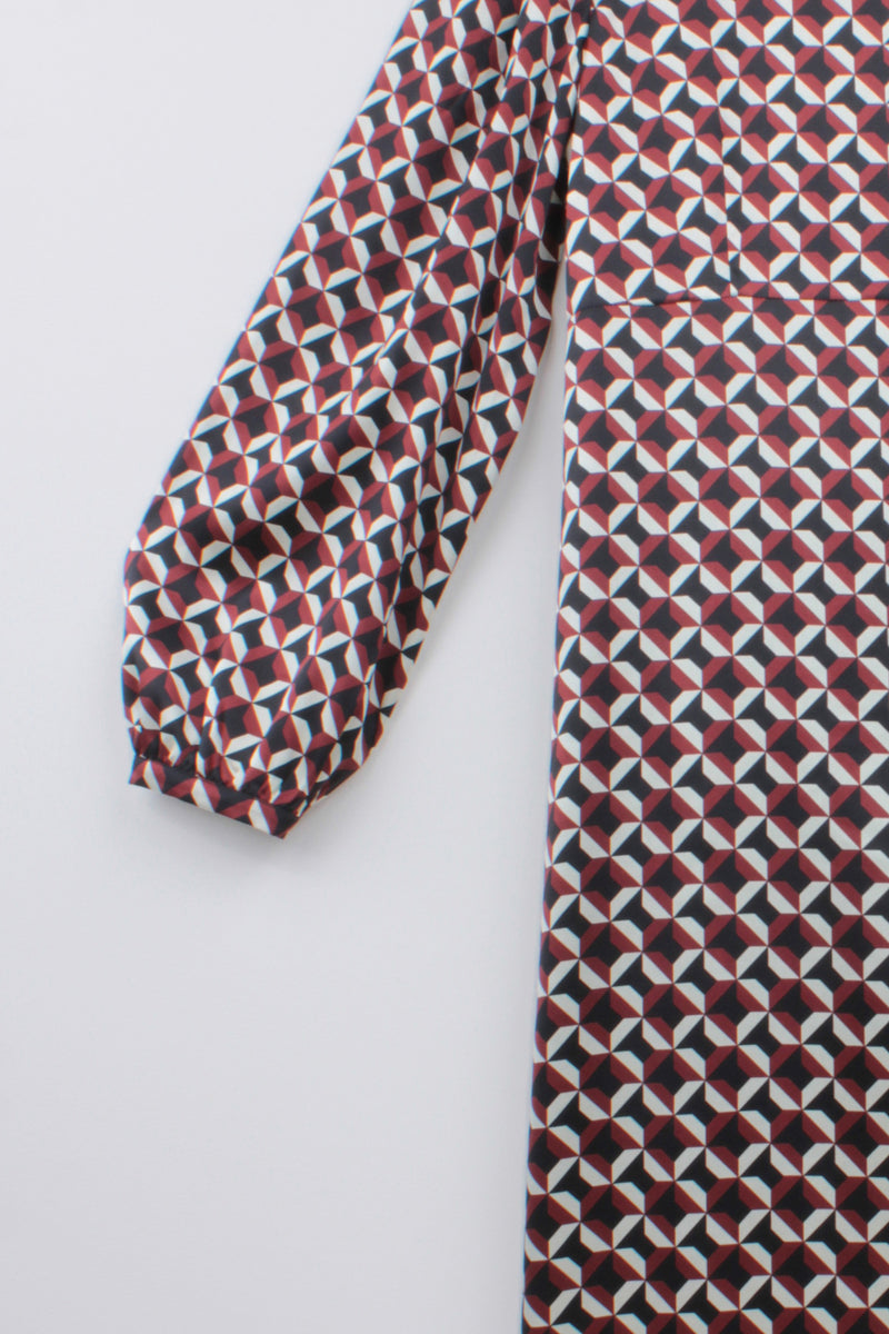 GEOMETRIC PRINT SILK DRESS GRACY - DRESSES - SCAPA FASHION - SCAPA OFFICIAL