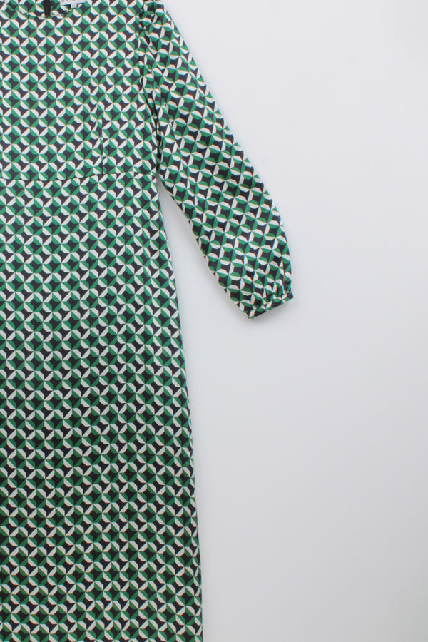 GEOMETRIC PRINT SILK DRESS GRACY - DRESSES - SCAPA FASHION - SCAPA OFFICIAL