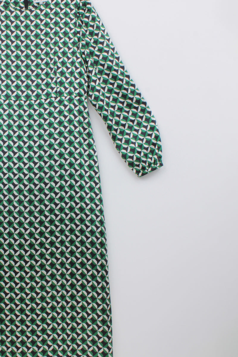 GEOMETRIC PRINT SILK DRESS GRACY - DRESSES - SCAPA FASHION - SCAPA OFFICIAL