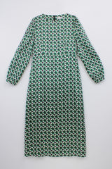 GEOMETRIC PRINT SILK DRESS GRACY - DRESSES - SCAPA FASHION - SCAPA OFFICIAL