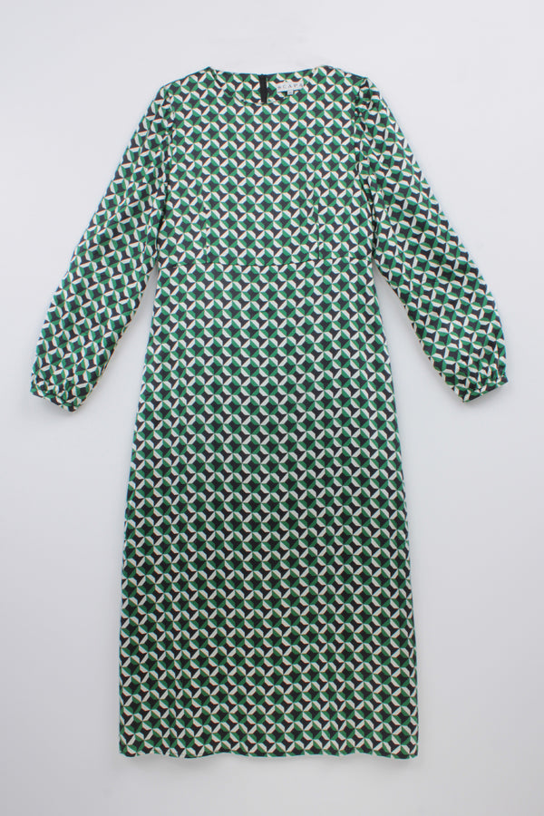 GEOMETRIC PRINT SILK DRESS GRACY - DRESSES - SCAPA FASHION - SCAPA OFFICIAL