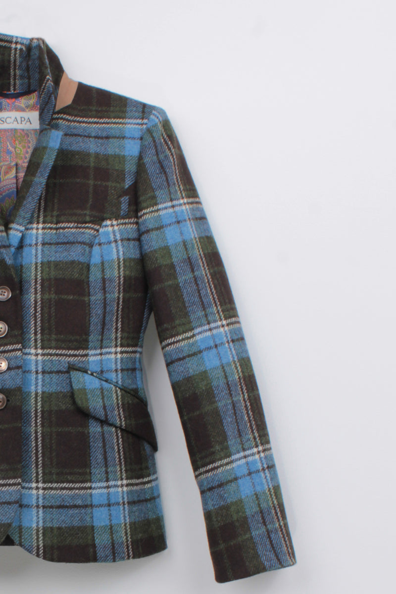 SHETLAND WOOL PLAID JACKET HAYWORTH - JACKETS - SCAPA FASHION - SCAPA OFFICIAL