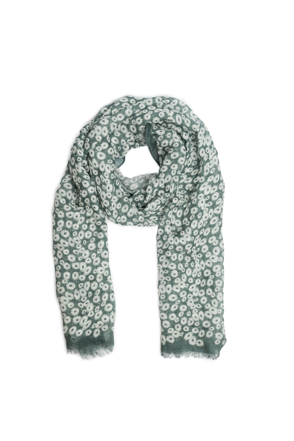 LINEN FLORAL SHAWL BASIL -  - SCAPA FASHION - SCAPA OFFICIAL