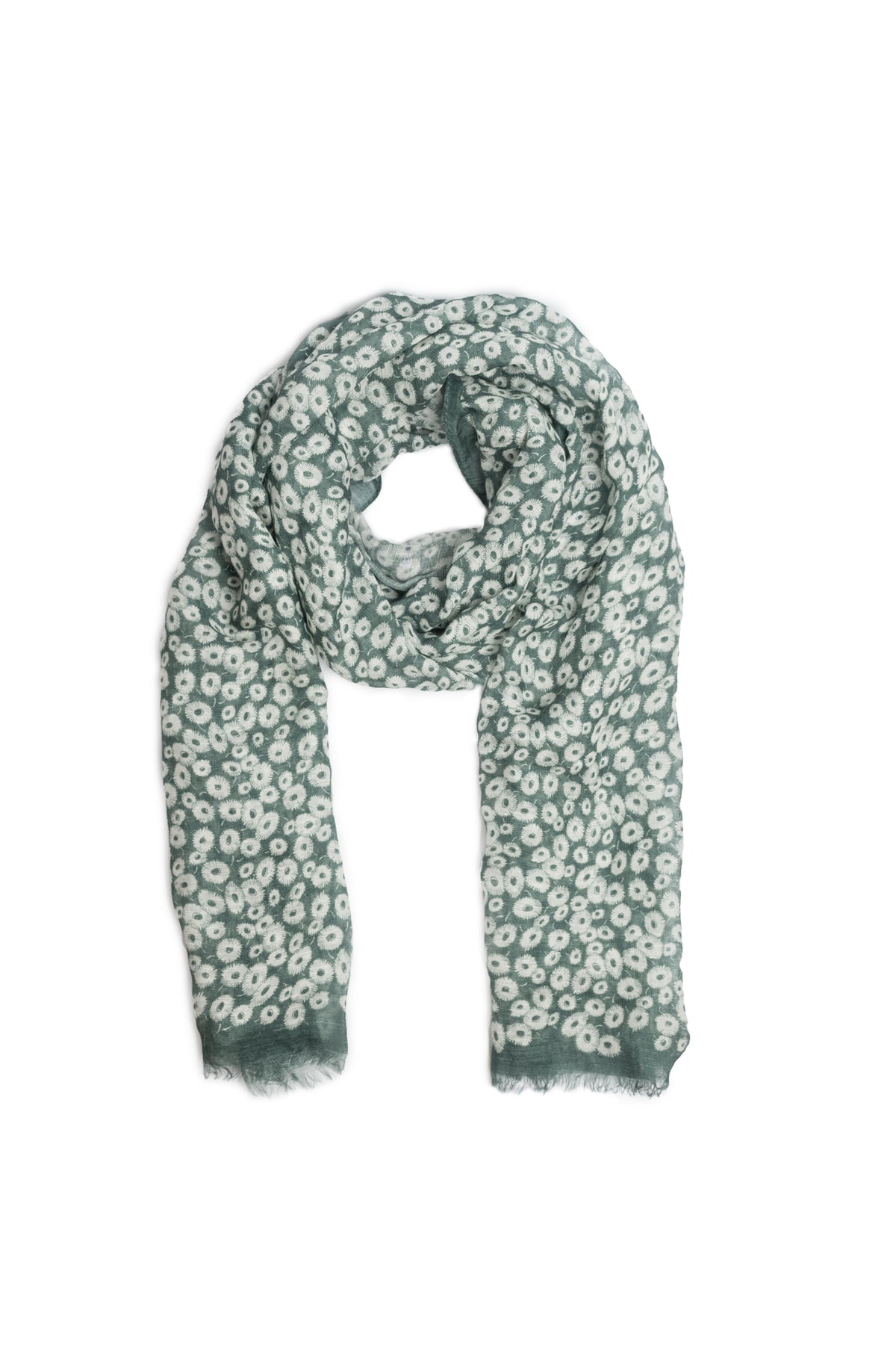 LINEN FLORAL SHAWL BASIL -  - SCAPA FASHION - SCAPA OFFICIAL