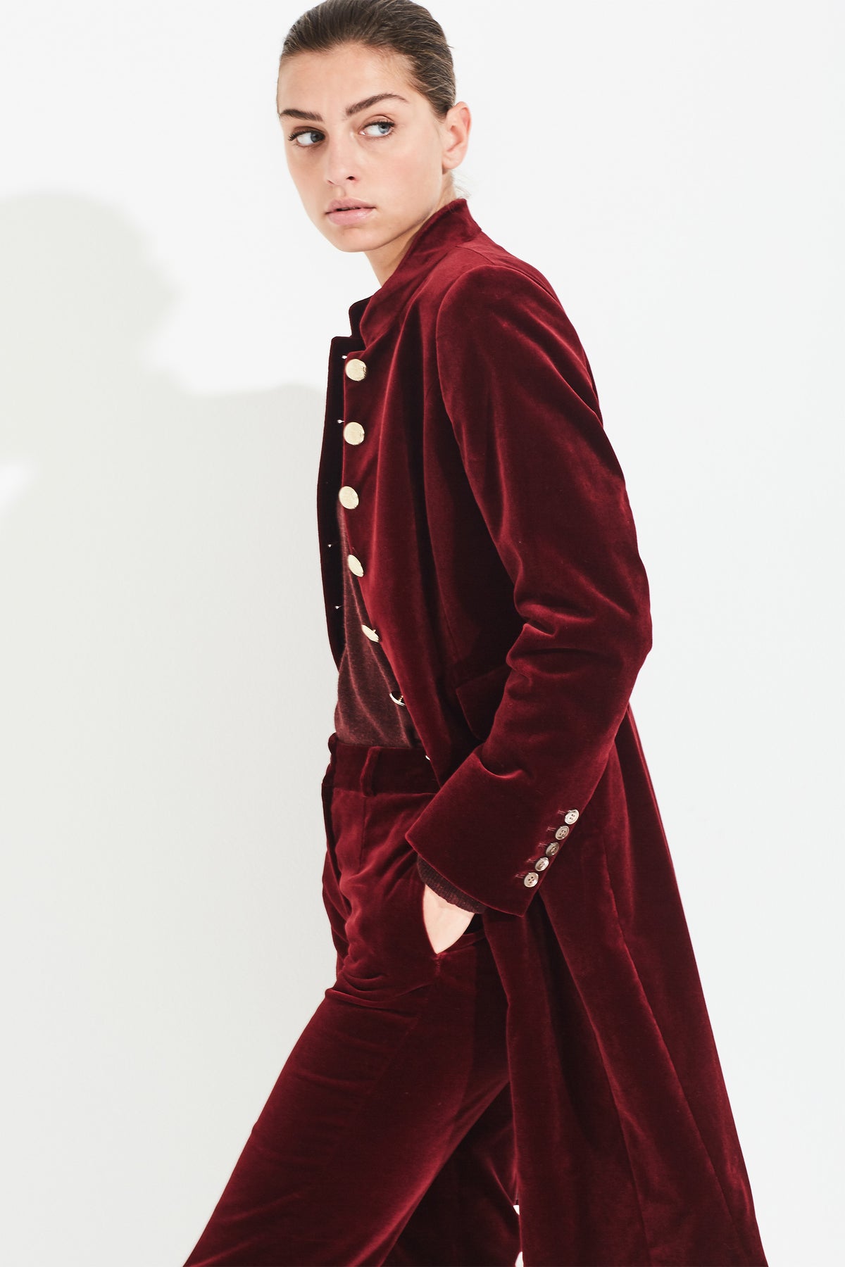 COTTON VELVET COAT BROOKE - COATS - SCAPA FASHION - SCAPA OFFICIAL