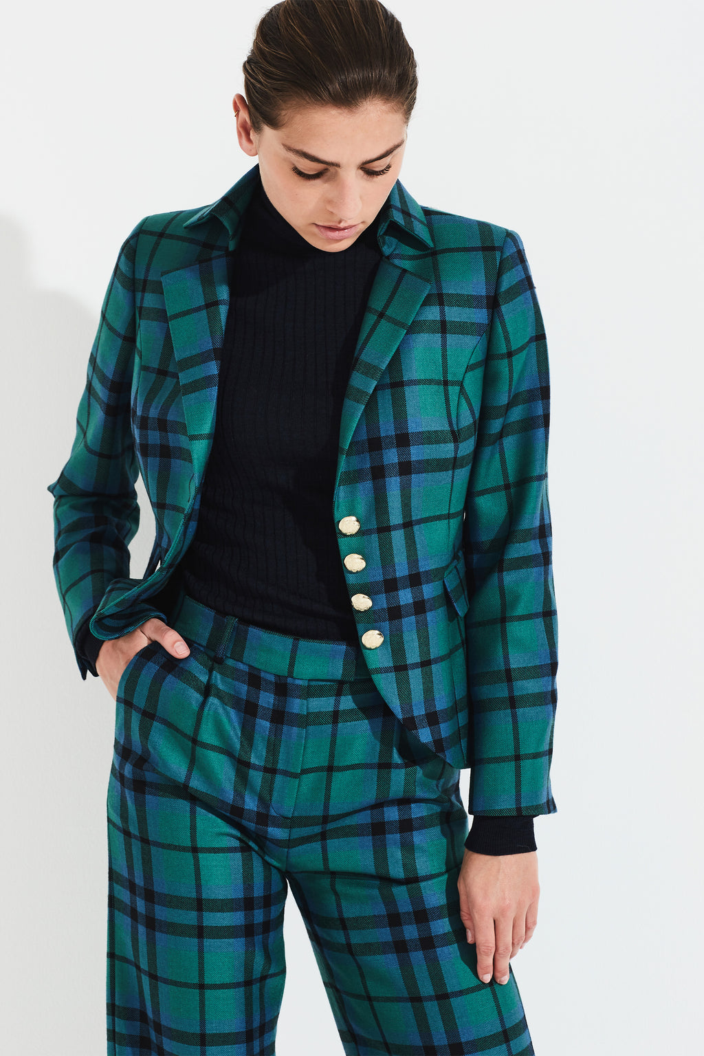 TARTAN VIRGIN WOOL TROUSER OLIVIA - TROUSERS - SCAPA FASHION - SCAPA OFFICIAL