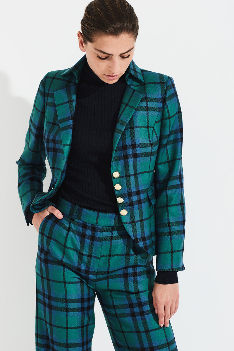 TARTAN VIRGIN WOOL TROUSER OLIVIA - TROUSERS - SCAPA FASHION - SCAPA OFFICIAL