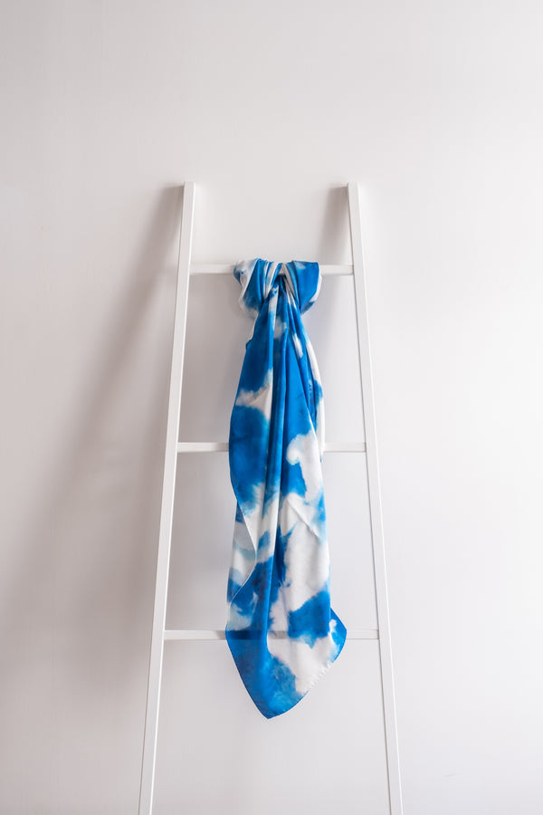 SILK BLUE WATERCOLOUR SHAWL BRUCE - ACCESSOIRES - SCAPA FASHION - SCAPA OFFICIAL